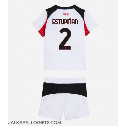 AC Milan Pervis Estupinan #2 Vieras Peliasu Lasten 2025-26 Lyhythihainen (+ Lyhyet housut)